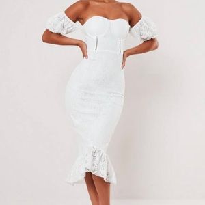 White lace midi dress